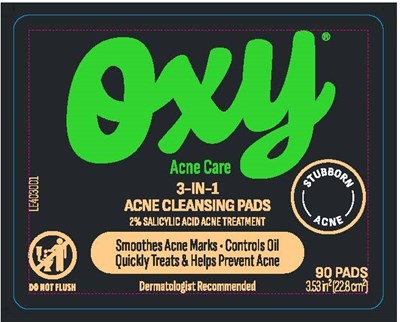 Front (Le403001   Oxy 3 In 1 Acne Cleansing Pads   90 Count   Front)